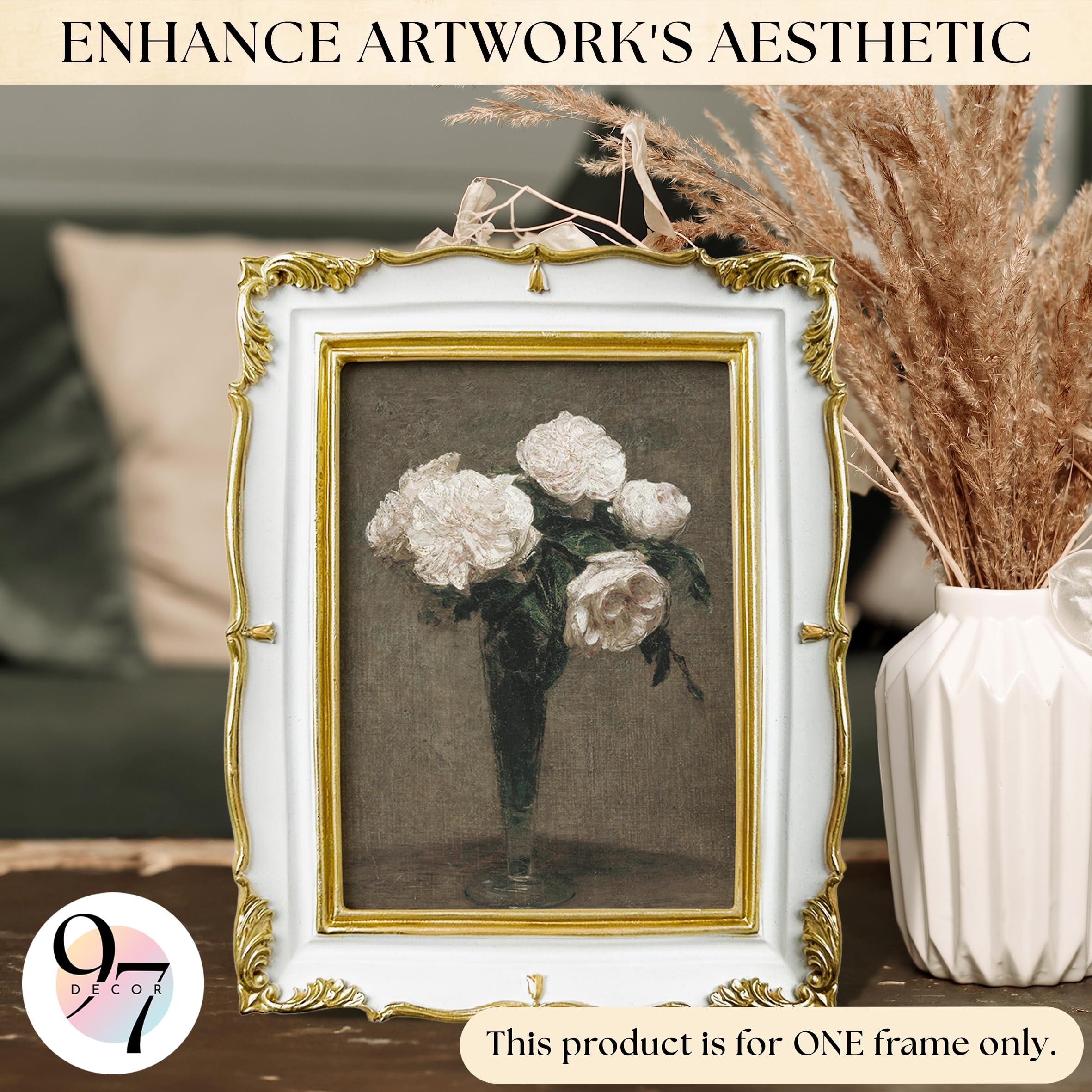 Amazon.com - 97 Decor White Gold Vintage Picture Frame 5x7-5 By 7