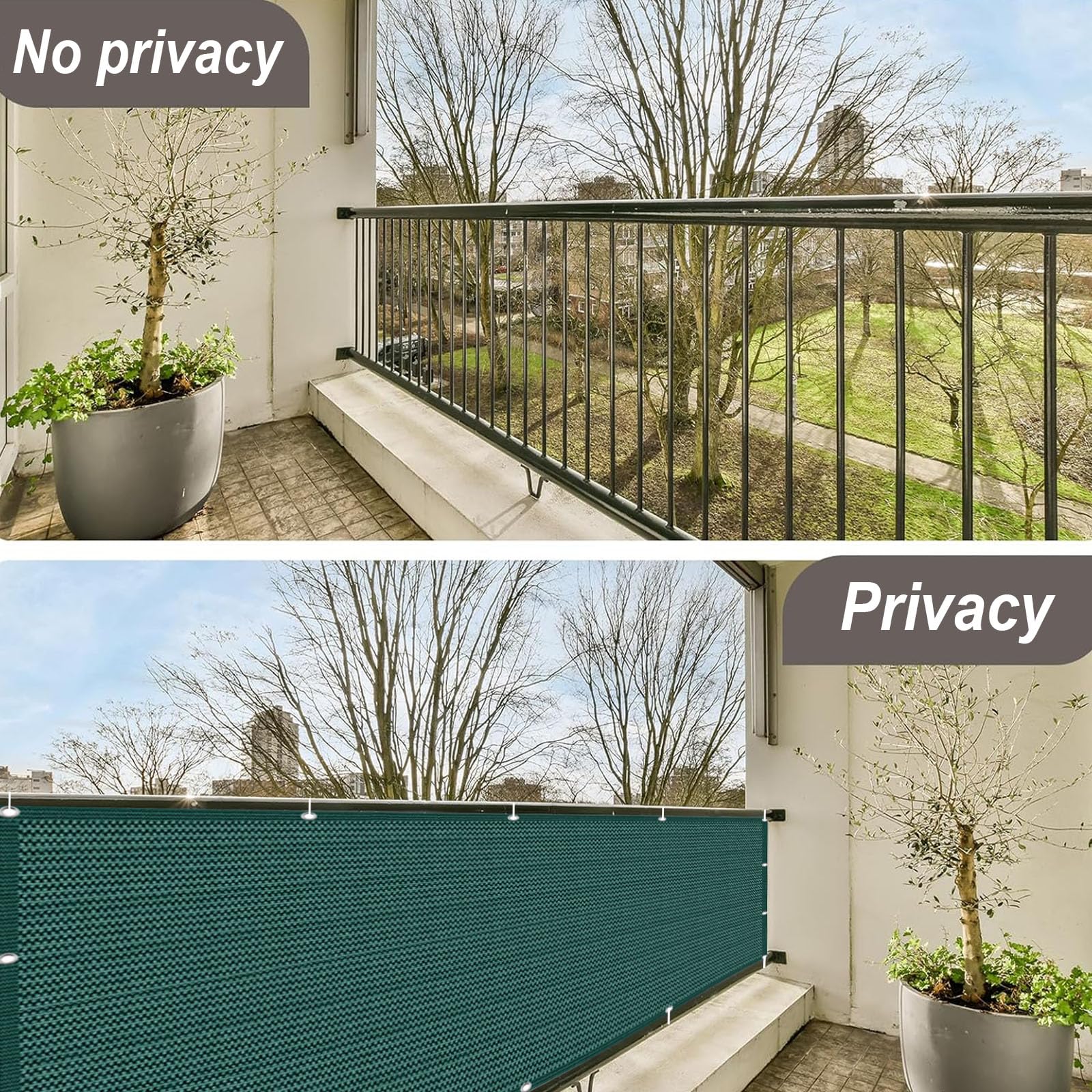 Rete Ombreggiante per Balcone 135 x 250 cm HDPE Protection UV Opaque Résistant Au Vent Vert Foncé
