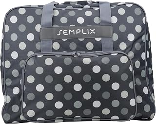 SEMPLIX XL-Nähmaschinentasche, Polka Dots Anthrazit/Grau, 52x42x27 cm, Große stabile Transport und Aufbewahrungs Tasche für große Nähmaschinenmodelle