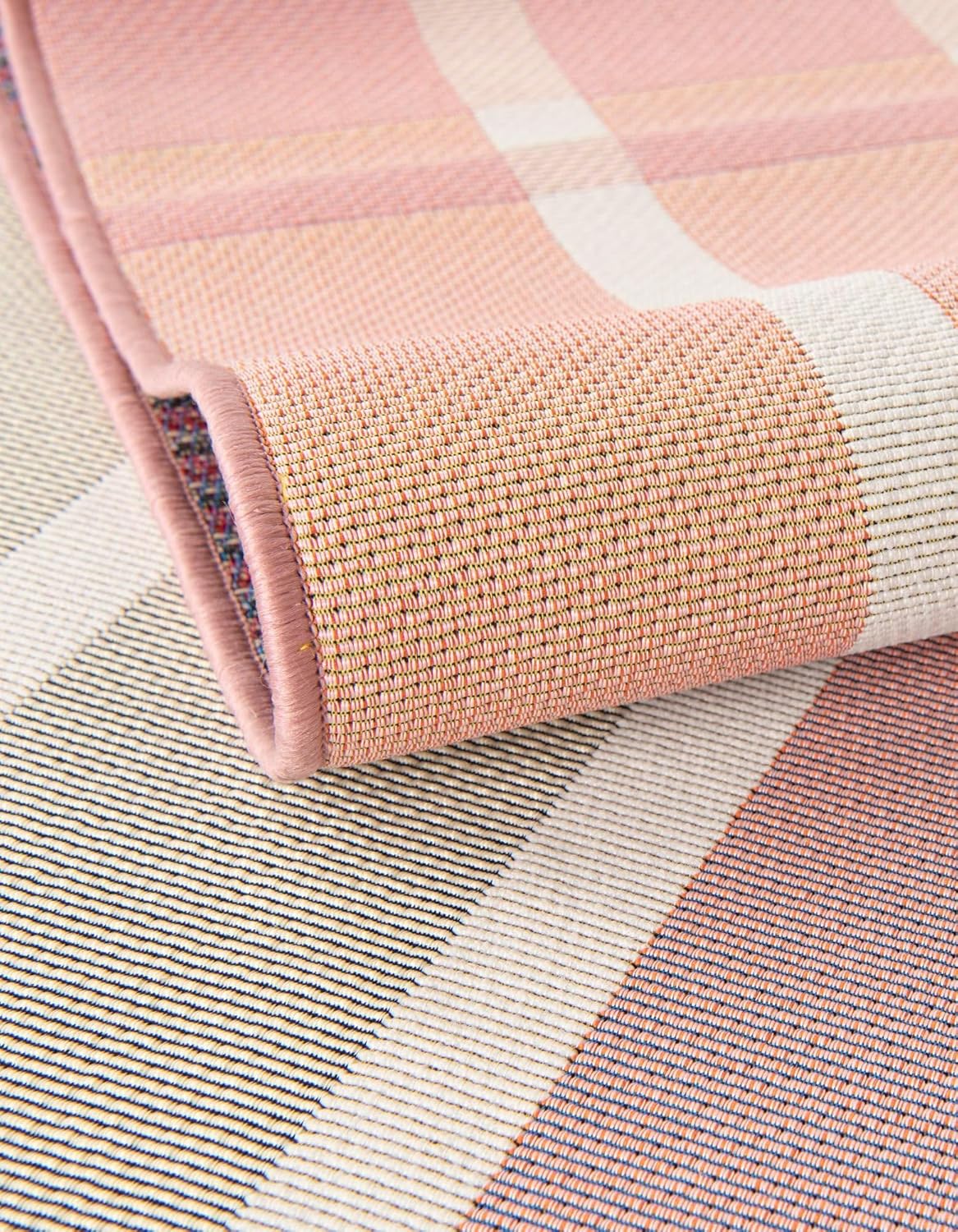 Rugs.com Outdoor Ribbon Collection Rug – 2x3 Pink and Lavender Flatweave-Pile Rug Perfect for Entryways, Kitchens, Breakfast Nooks, Accent Pieces