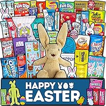 Easter Care Package 50ct - Candy Snacks Treats Plush Bunny Chocolate Cookies Gift Box Bundle Basket Fillers Stuffers Present Kids Adults Boys Girls College Student Child Grandchildren Toddler