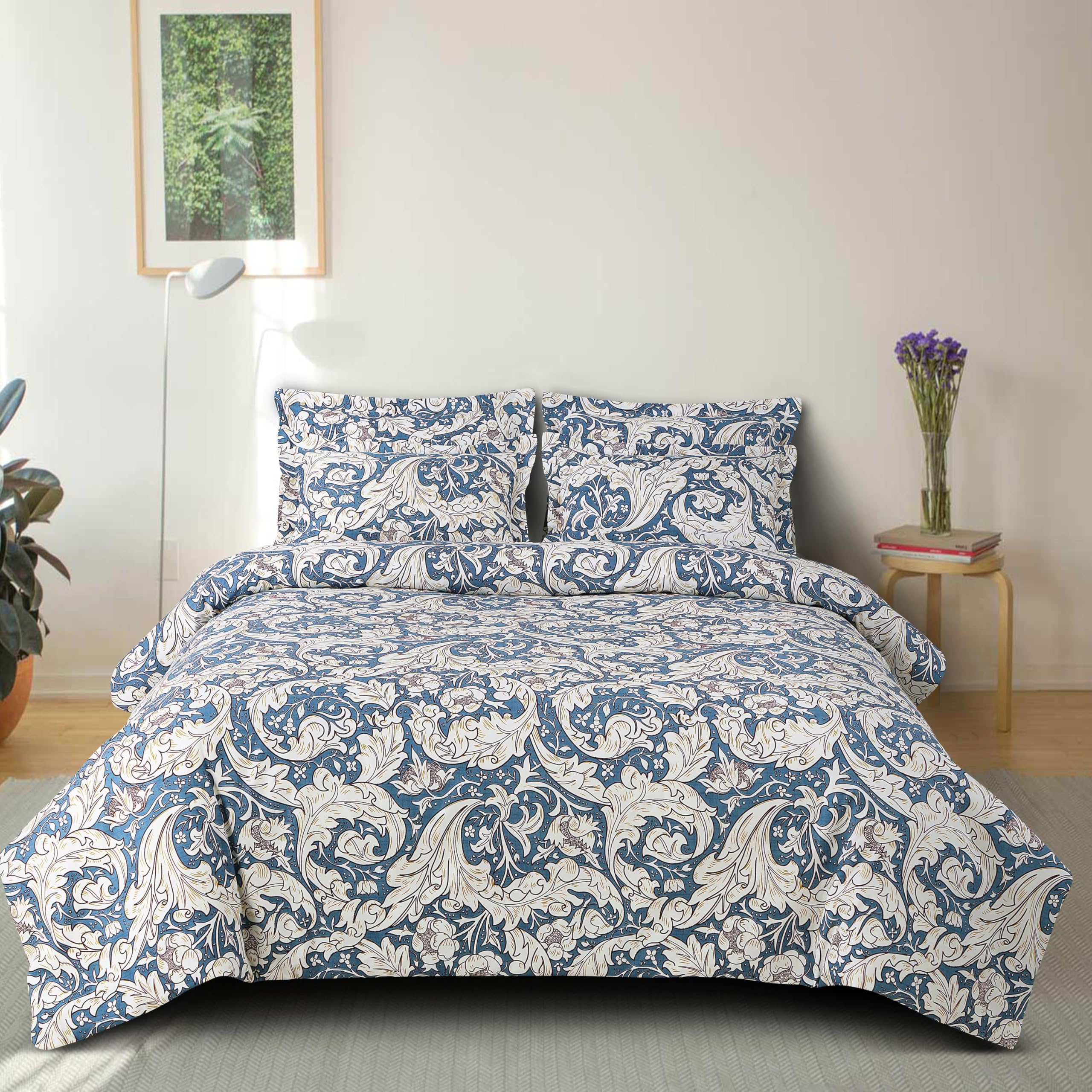 THE HOME STYLE Super Soft Glace Cotton King Size Printed Pillow Covers ll Pillow Cases ll Set of 2 Piece- 18"x 28" Inches (Melted Blue)