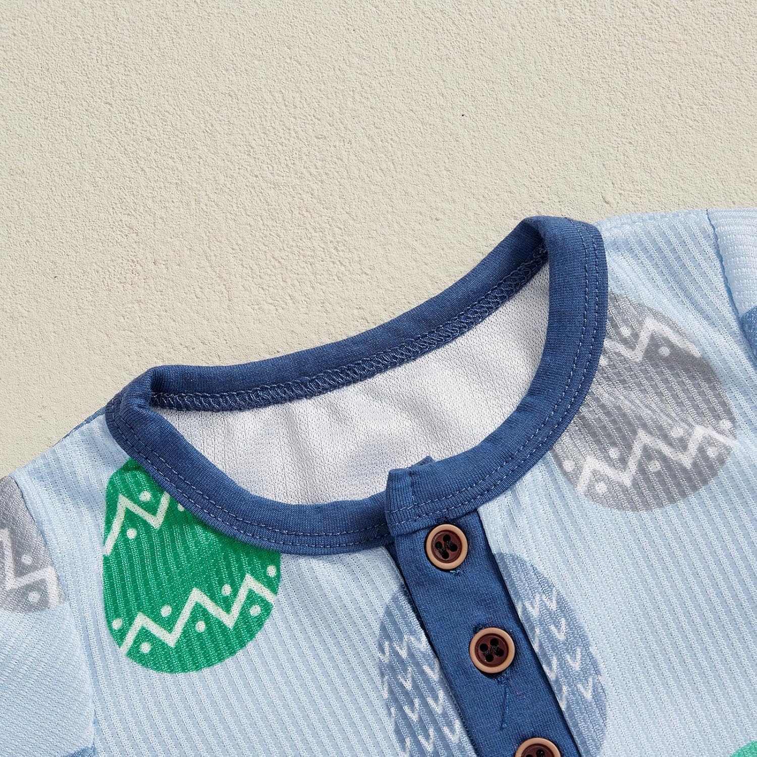 Lamuusaa Newborn Baby Boy Easter Outfit Short Sleeve Bunny/Easter Egg Romper Button Ribbed Bodysuit Jumpsuit Summer Clothes - Image 3