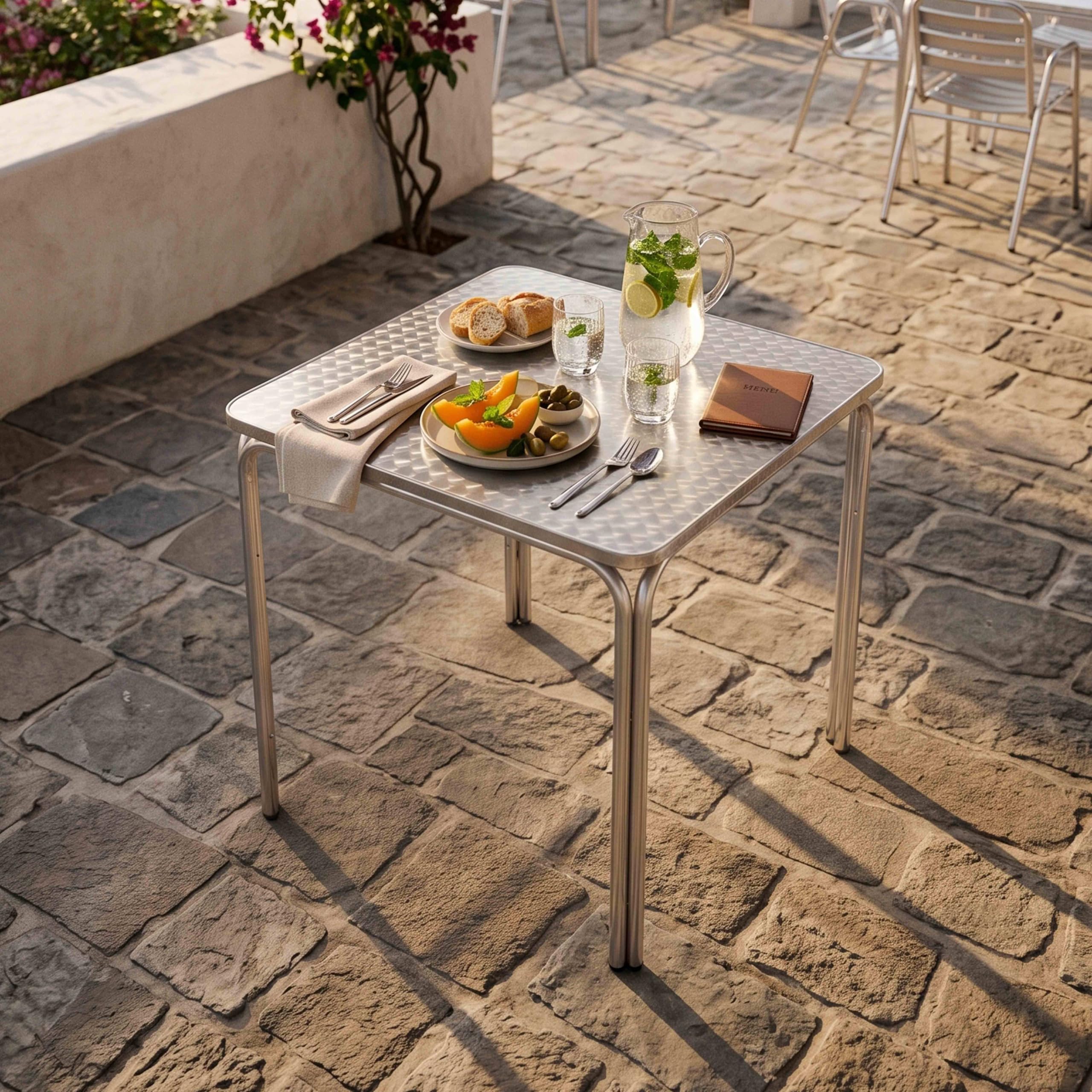 Oviala Table de Jardin carrée en Aluminium