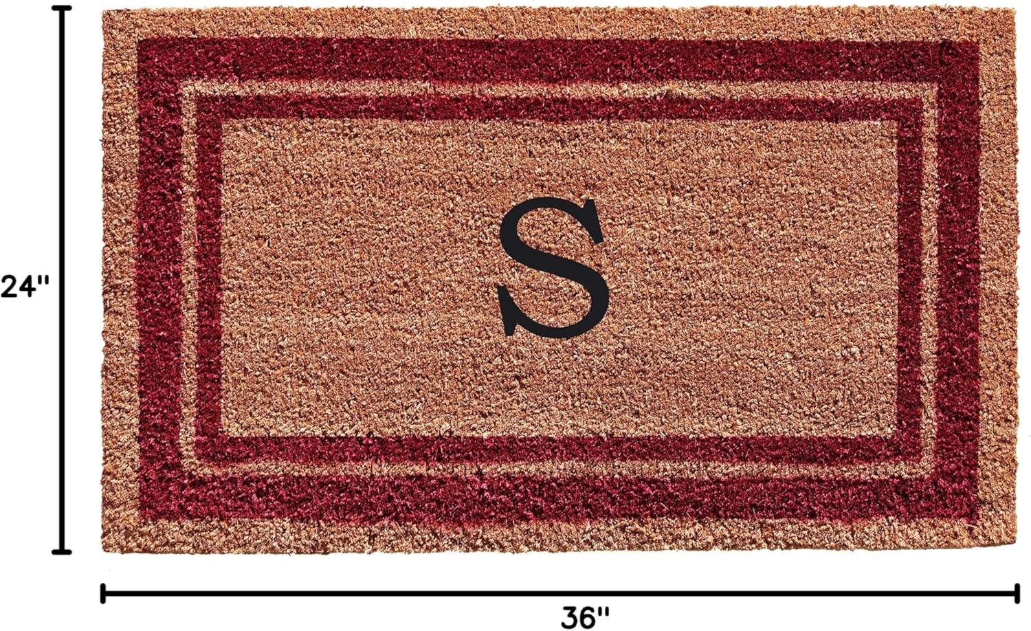 Calloway Mills 152992436S Burgundy Border 24" x 36" Monogram Doormat (Letter S)