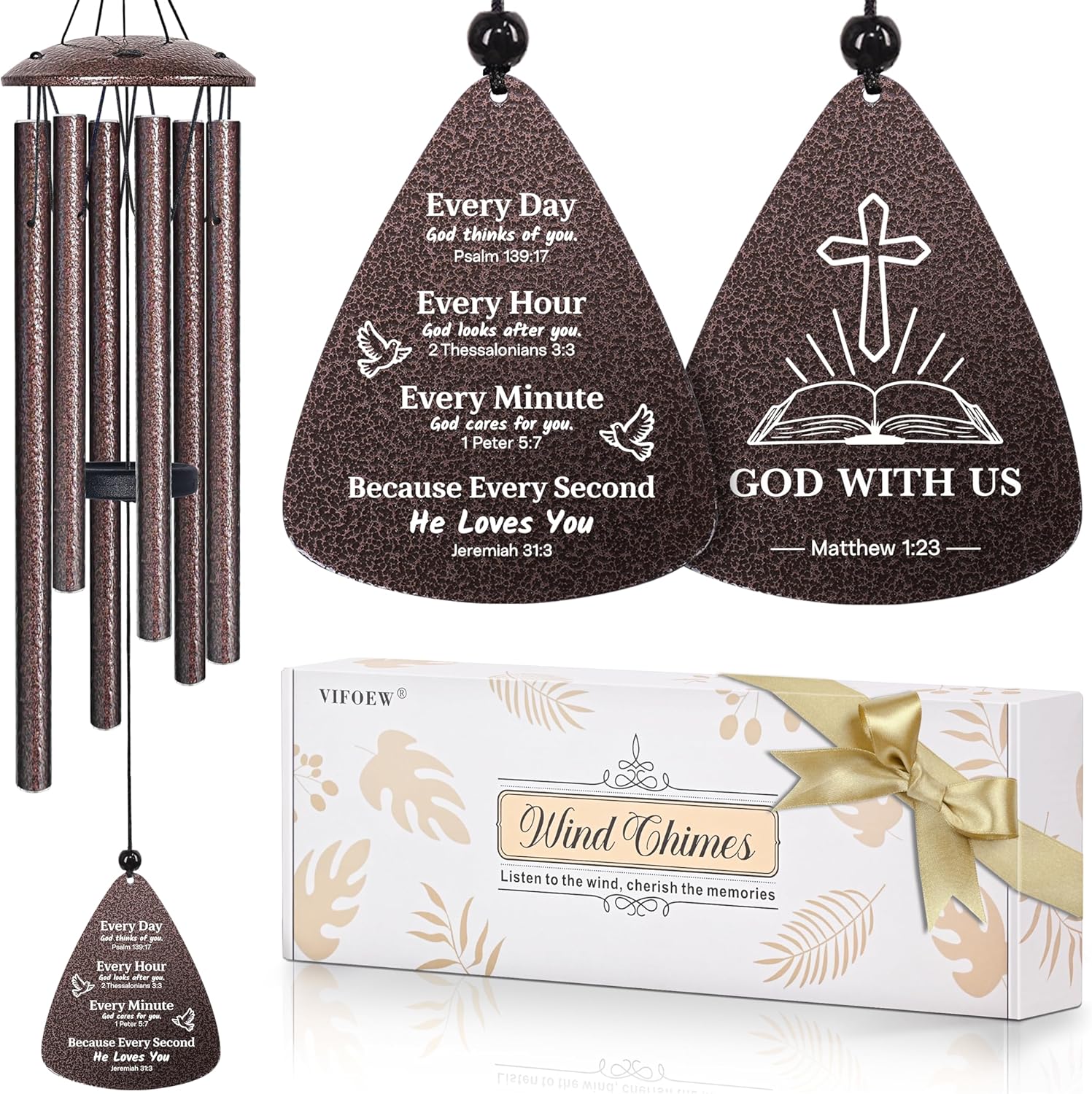 Christian Gifts for Women Men, 32″ Wind Chimes with Bible Verse, Religious Gifts for Christmas Birthday, Inspirational, Faith Based Gift for Woman Mom Pastor Sister Baptism, Christian Home Decor