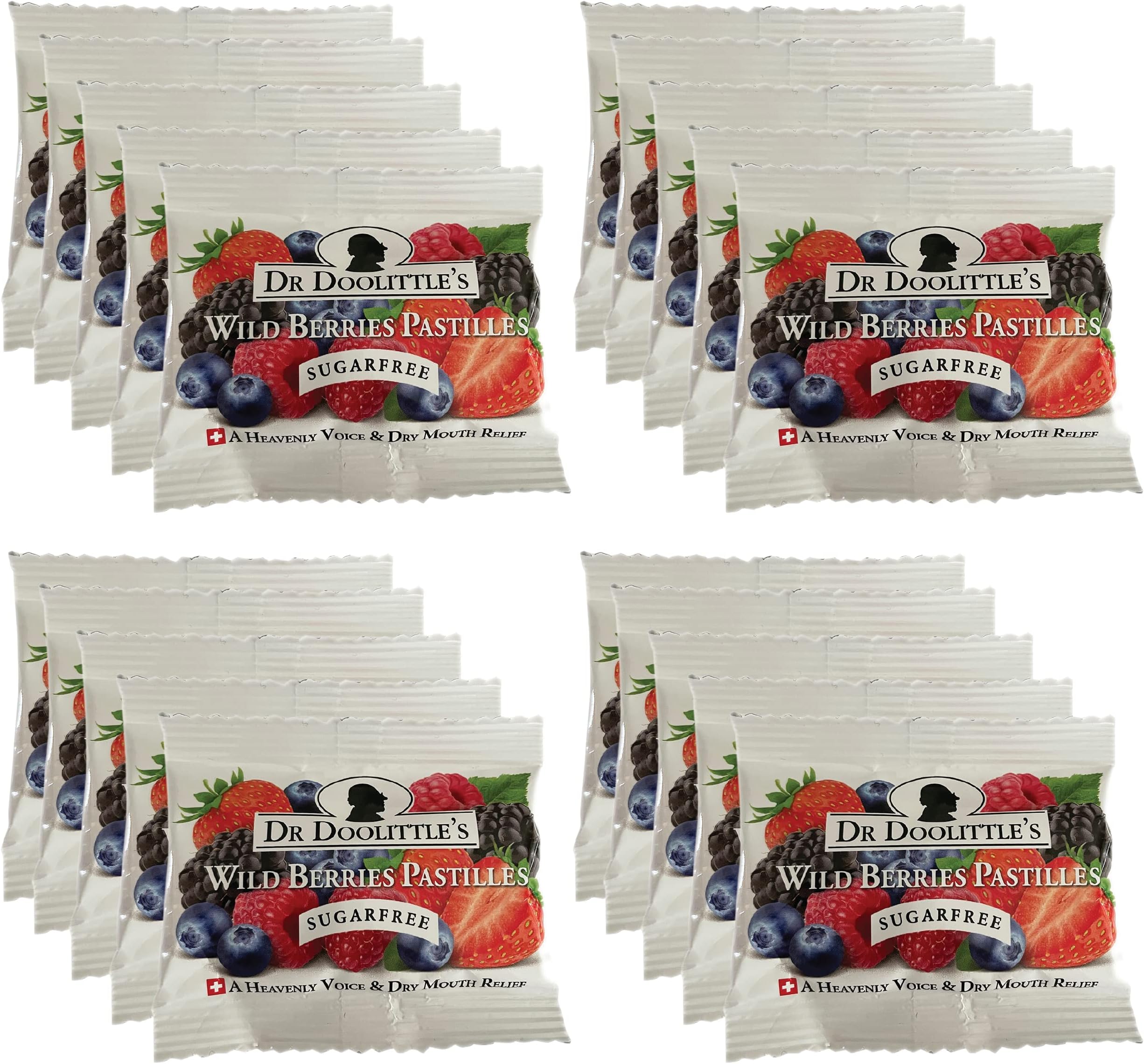 Dr. Doolittle’s Sugar Free Soft Fruit Pastilles for Voice and Throat, Wild Berries Flavor, Travel Size Bag,0.33 ounces approximately 4 Count Package, 20 Pack