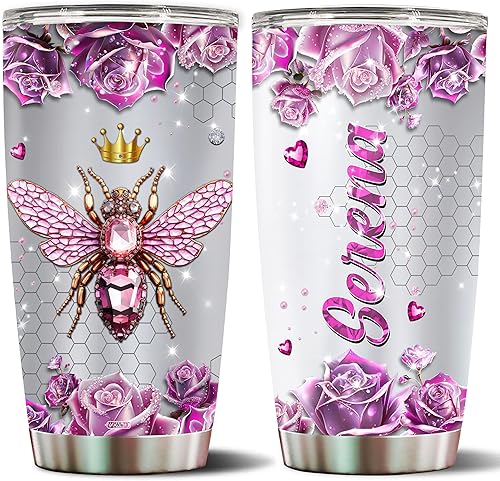 Regalos personalizados de abeja reina para mujeres, regalo aislado de acero inoxidable de 20 onzas para niñas, esposa, hija, amantes de las abejas,