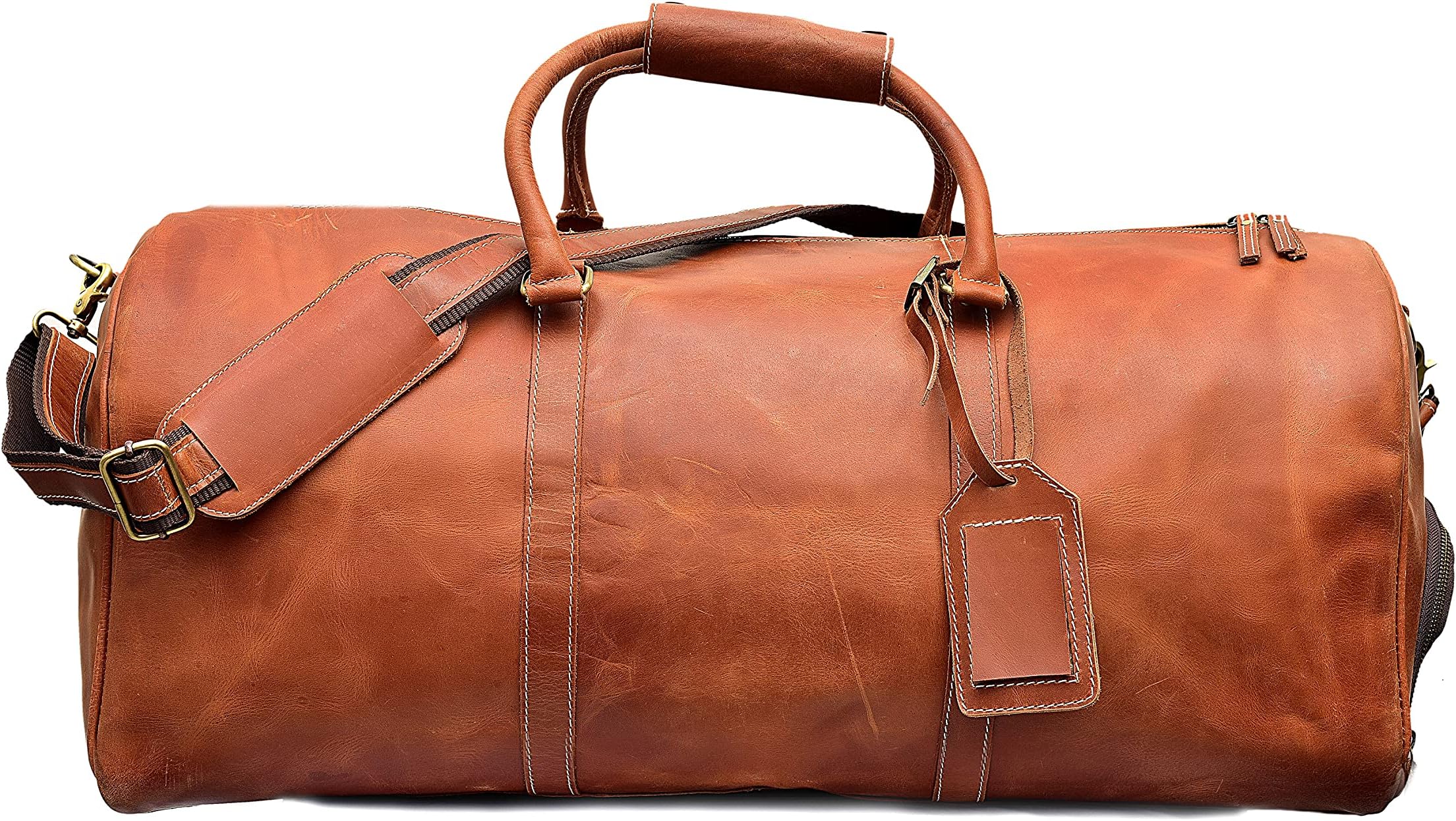 cuero24 Inch Leather Duffel Bags for Men and Women Full Grain Leather Travel Overnight Weekend Leather Bags Sports Gym Duffel for Men