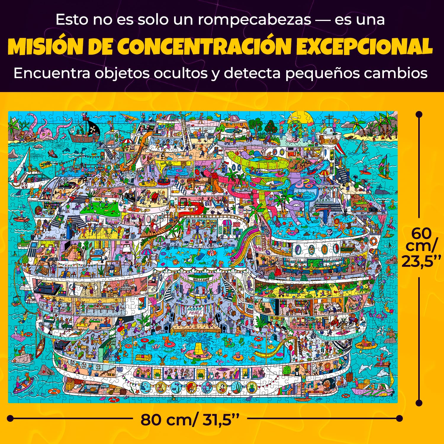 QUOKKA Puzzle 1000 Piezas para Adultos - Vistas de Crucero - Caja Desafíos Extra Divertidos - Impresionante Puzzle de Animales - Regalo Creativo para la Relajación