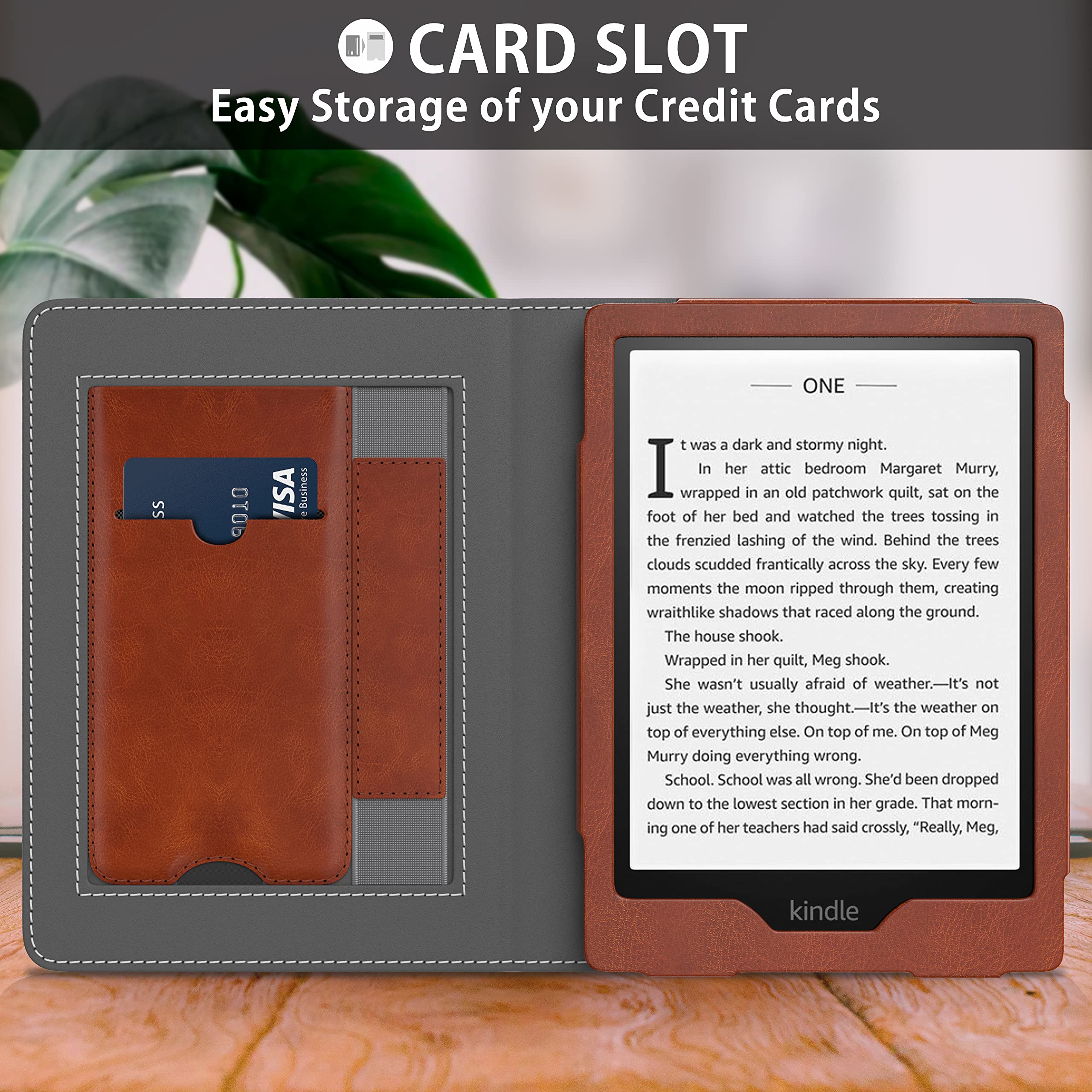 Custodia Per Kindle Paperwhite 11a Gen - Cover In Similpelle Con Supporto E Porta Carte, Marrone - Foto 6