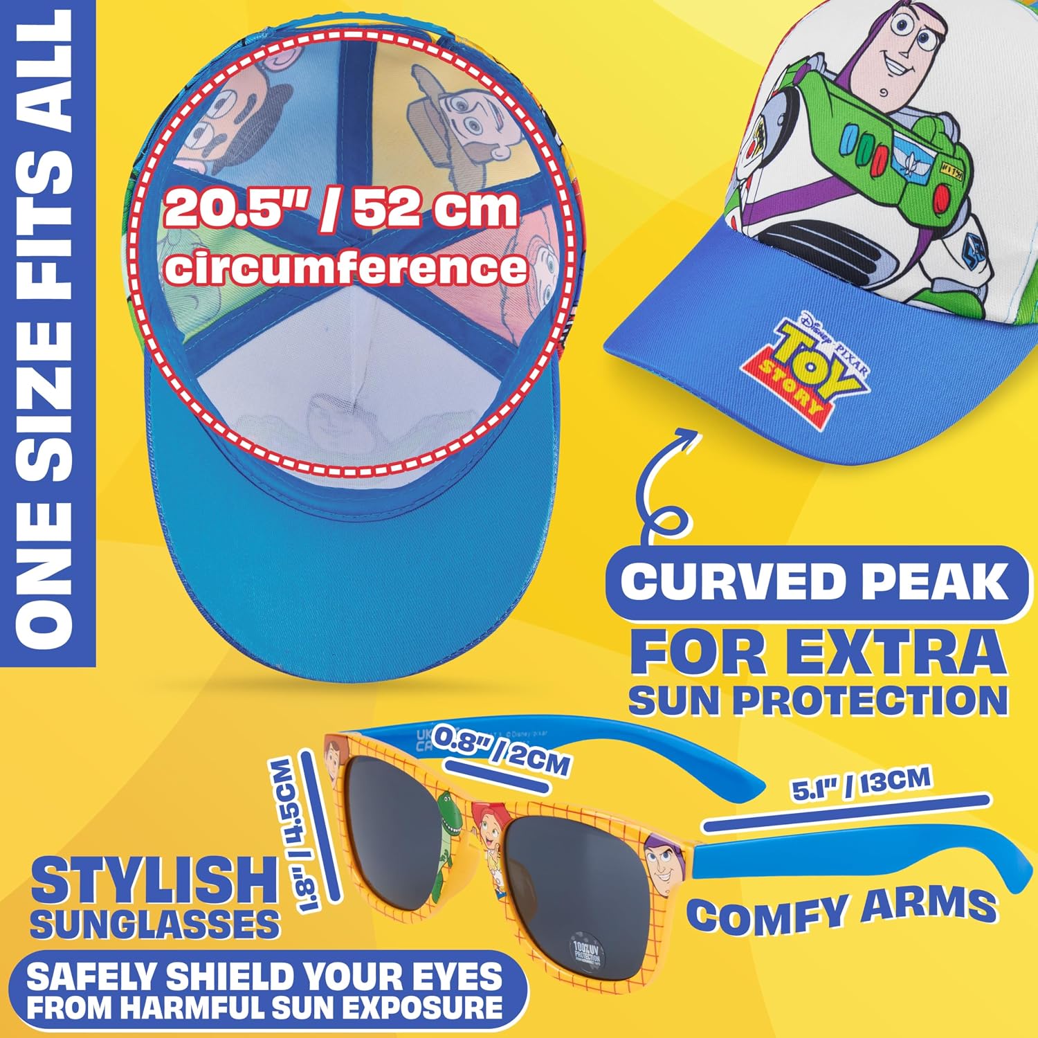 Sonic the Hedgehog | Disney Toy Story Baseball Cap and Sunglasses Set for Boys UV 400 Sun Protection Gifts for Kids