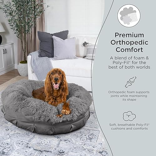 Miniatura 2 de Best Friends by Sheri Cama Puf Ultra Calmante de Lujo en forma de dona para perro, gris, grande, 36 x 36 pulgadas