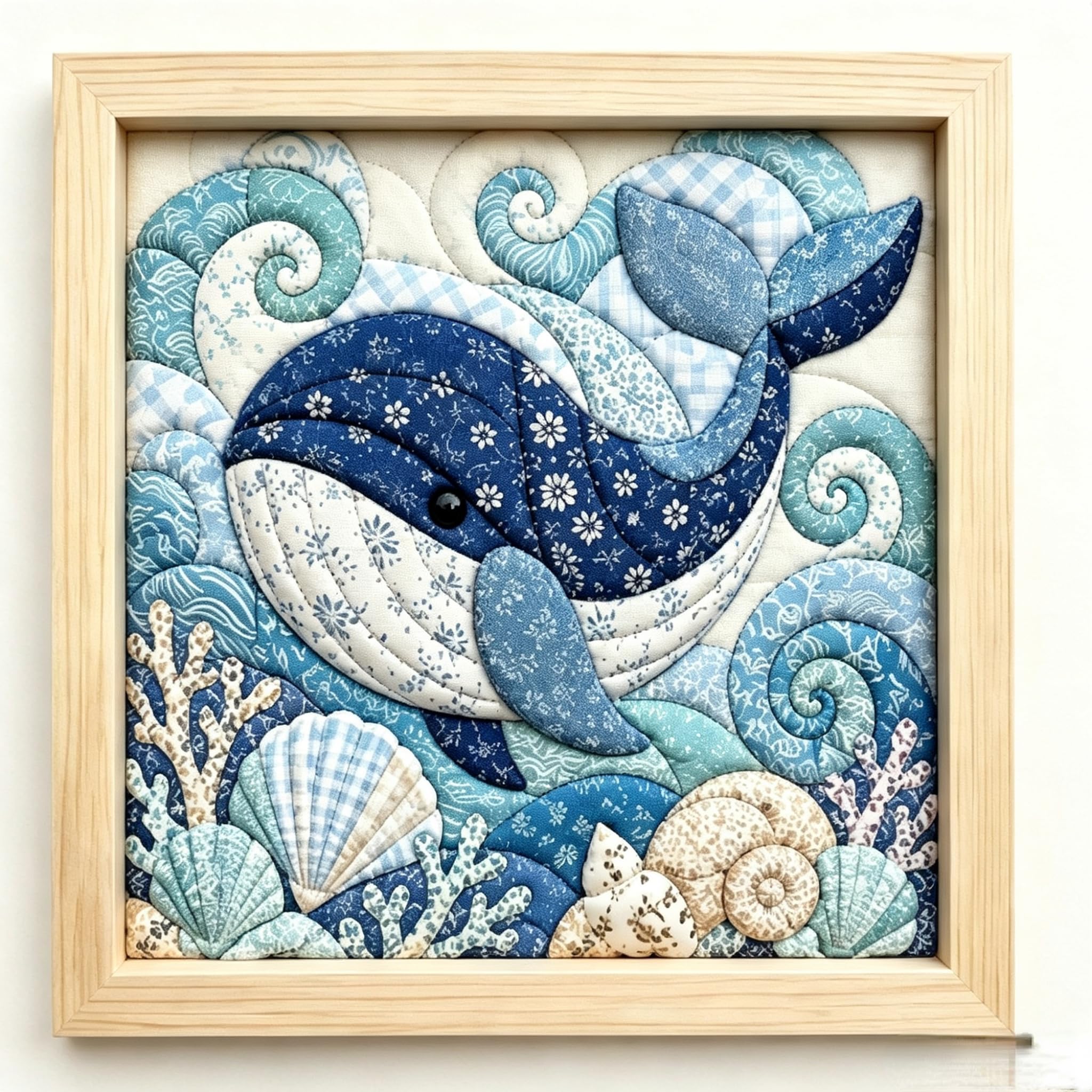DIY Ocean Theme Kintsugi Fabric Poke Art Decoration Kit for Fun Gift
