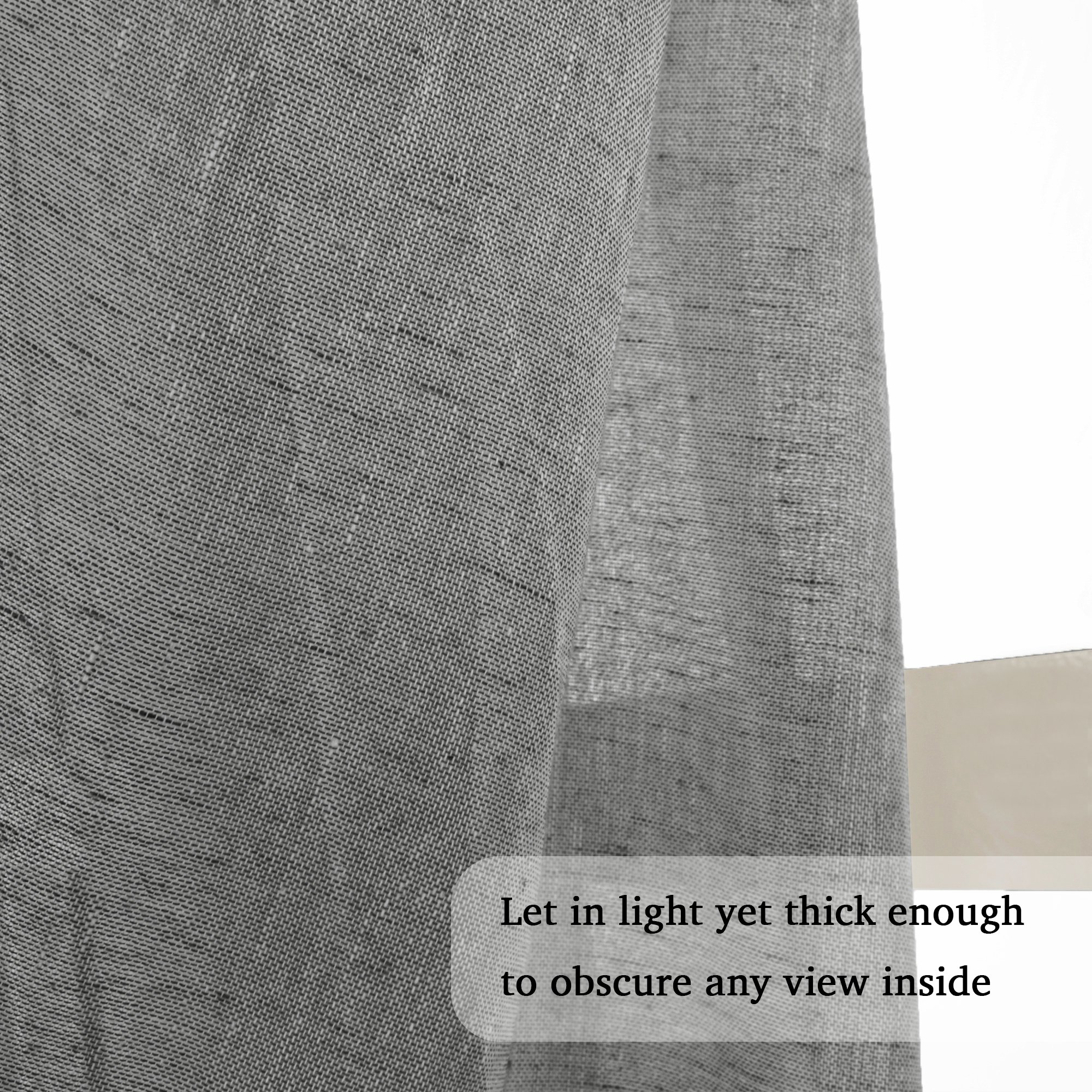 Turquoize Natural Linen Sheer Curtains Soft Semi Sheer Curtain Panels for Bedroom Linen Window Curtains Energy Efficient Semi - Sheers Linen Curtains Window Treatments Panels/Drapes (2 Panels, Grey)