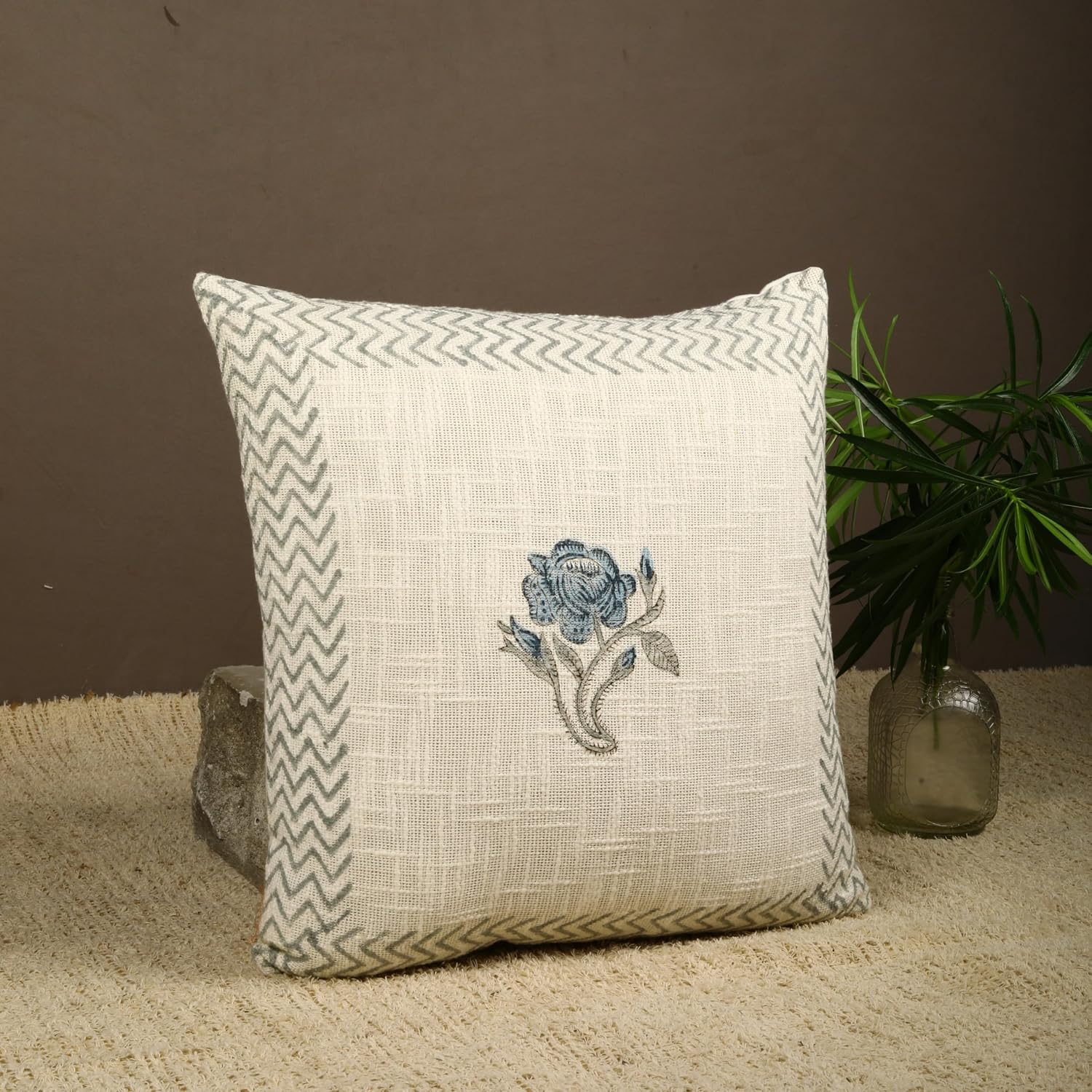 Trade Star Handloom Spring Pillow Cover Premium Decorative Cushion Cover Cotton Designer Cover Hand Block Printed Pillow Cases 18x18 Inches Designer Square Case