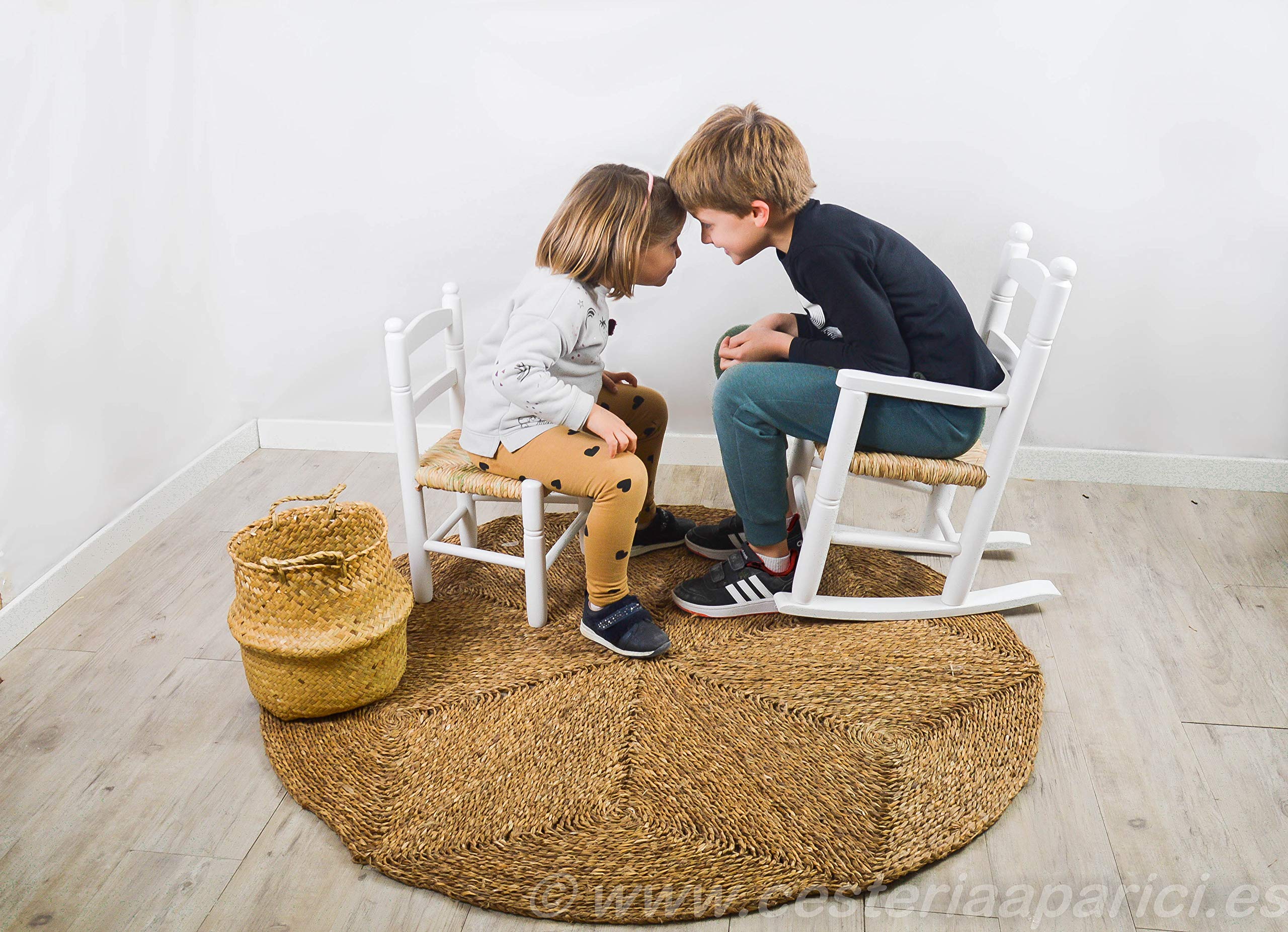 Cesteria Aparici Mecedora de Enea Infantil Madera Natural - 8158 - Asiento 28cm x32cm-Alto Asiento 28cm-Alto Respaldo 51cm
