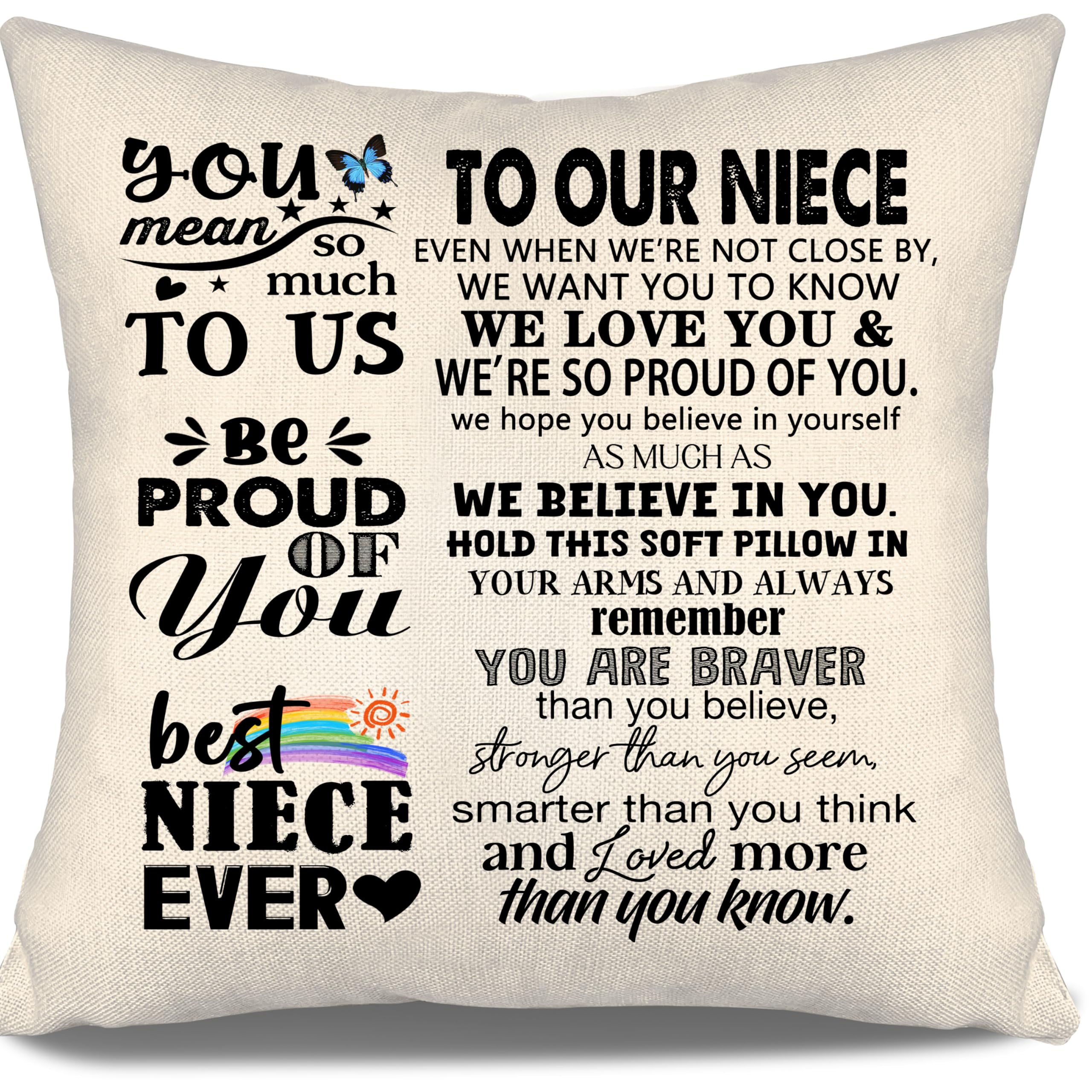 Aosumin To Our Niece Cushion Cover from Auntie Uncle Niece Present Ideas Birthday Gift Graduation Aunt Uncle To Niece Gift (our niece)