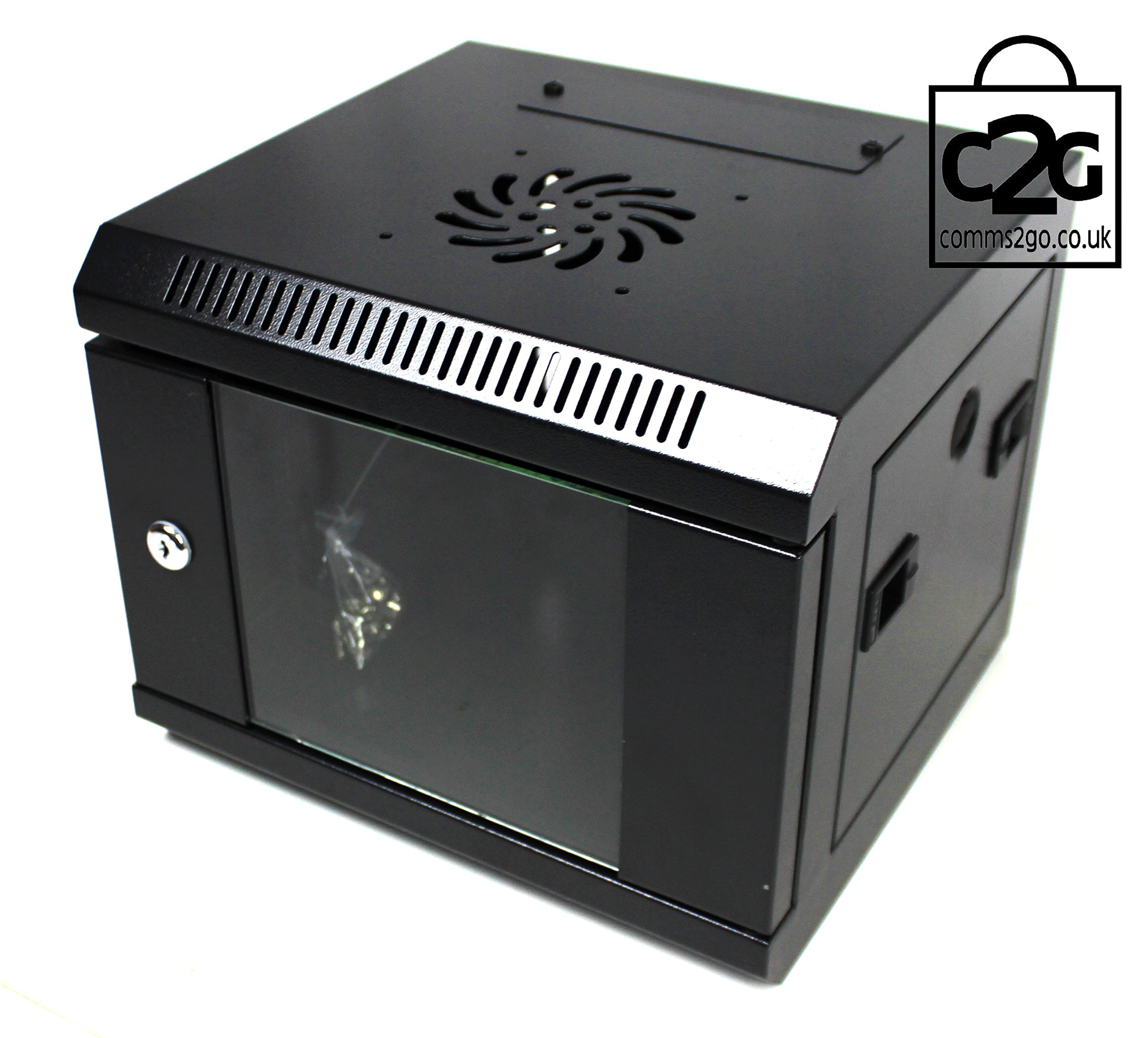 4U 10" 300mm Black Network Cabinet Data Comms Wall Rack, Patch Panel, Switch, PDU LAN