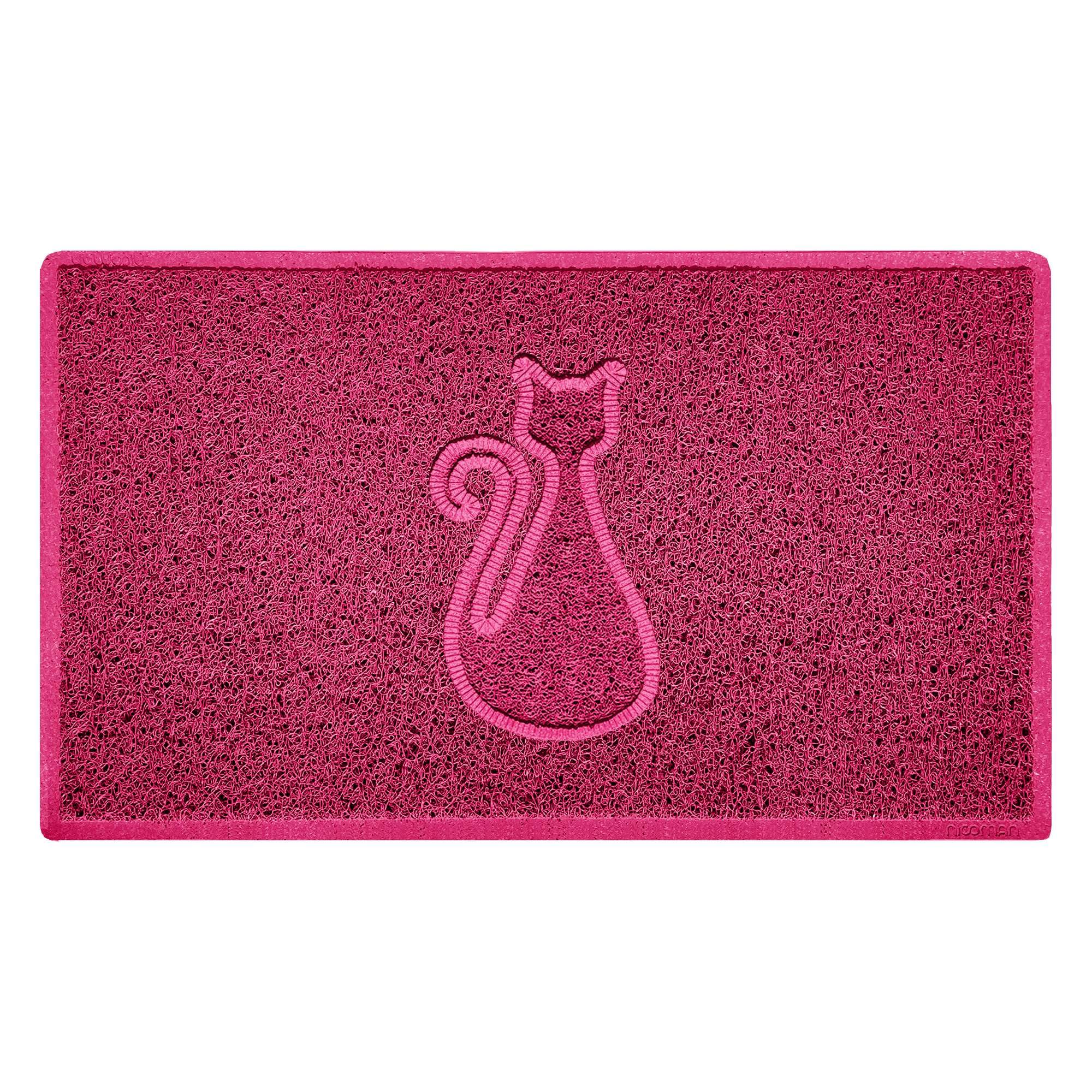Nicoman Pink "Cat" Embossed Loofah Textured Spaghetti Door Mat - 75Cm X 44Cm - Yes (Suitable For Indoors)