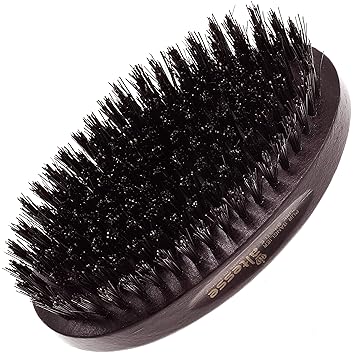 Altesse 1319P Military Brush Boar Bristle Hair Brush for Men Beard and Mustache Beard Dark Beechwood Hard Military Brush for Men with 9 Rows of 100% Firm Natural Bristle Hair Brush Handmade In France