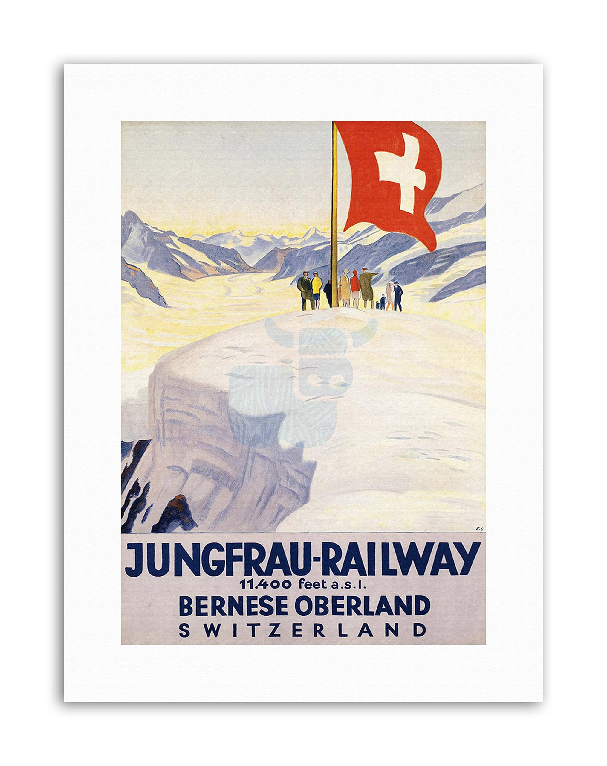 Wee Blue Coo Alpine Railway Jungfrau Ain Flag Swiss Travel Sport Canvas Art Print