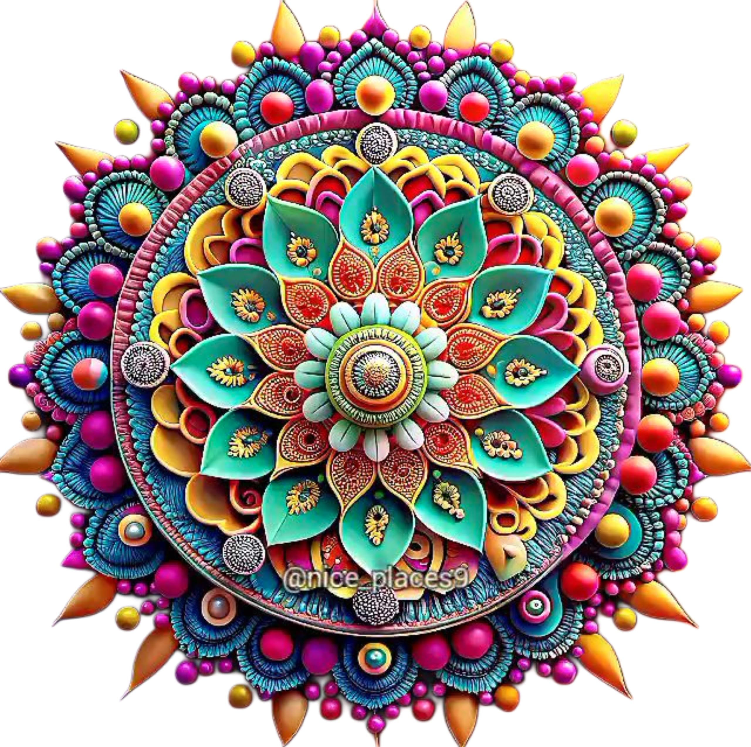 Anabia Fashion 3D Mandala Rangoli Sticker, Multi-Colour Geometric Design, Self Adhesive, Waterproof, Vinyl Material, for Floor and Wall, Diwali Festive Decor, 40x40 cm-image-30
