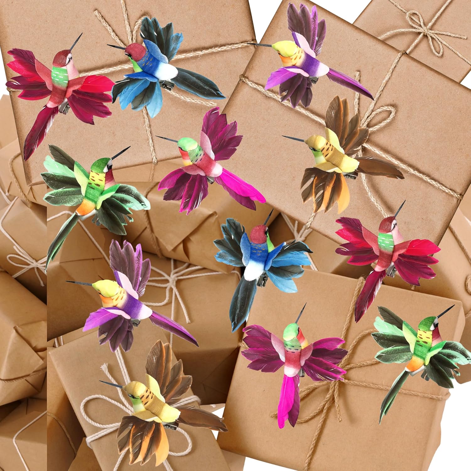 Hummingbird Clip On Decorations - Set of 12- Wings Spread - Assorted Colors - Silver Clips Attached - Home Décor - Craft Birds - Holiday Decorations - 4.5" L X 4" W - Image 9