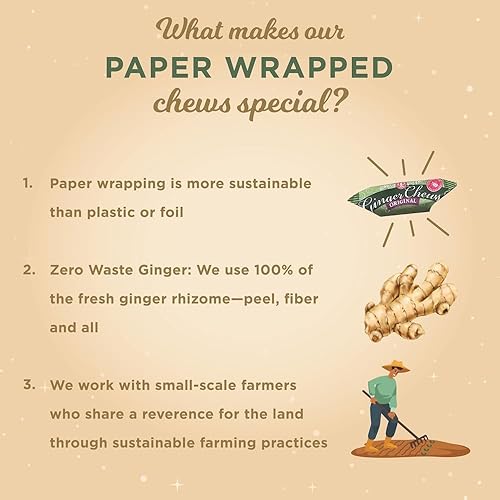 Miniatura 3 de The Ginger People Original Chewy Ginger Candy - Caramelo saludable envuelto en papel, sabor original de jengibre, bolsa de 5 onzas (paquete de 48)