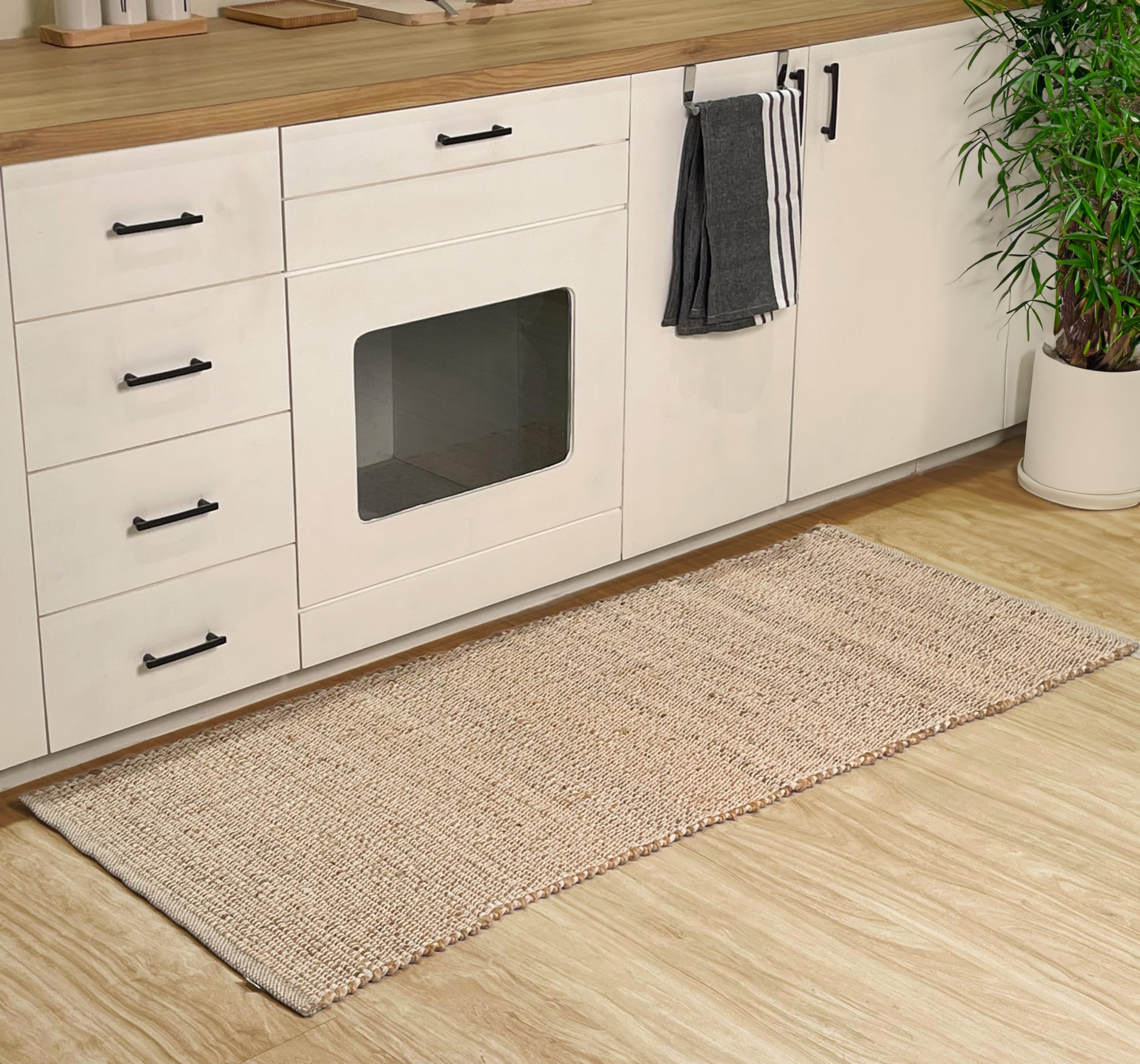 Chardin Home Jute-Teppich – 60x152 Cm, Boho-Läufer, Handgewebt Aus Naturjute & Recycelter Baumwolle