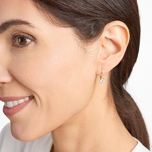 Miniatura 2 de Tienda Essentials Sterling Silver Round Cut Cubic Zirconia Leverback Earrings