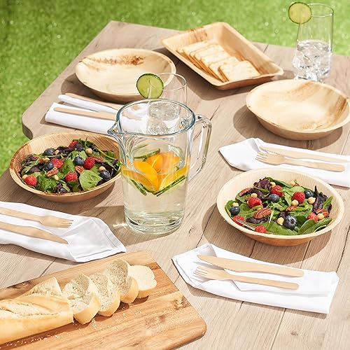 Miniatura 2 de MATANA Juego de 200 cubiertos de madera desechables 100% naturales (50 tenedores, 50 cuchillos, 50 cucharas, 50 cucharas de postre) cubiertos