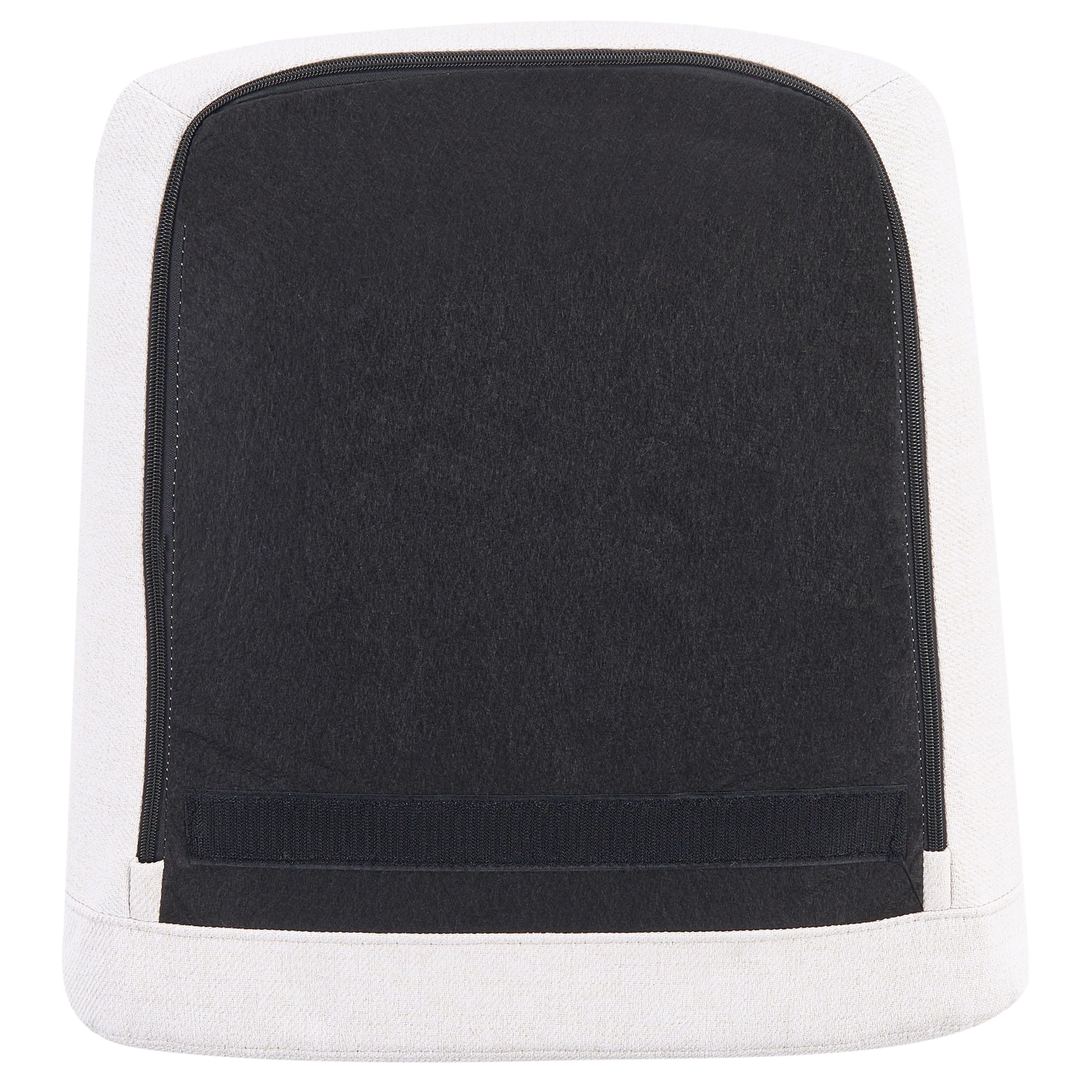 Beliani Sillón Giratorio tapizado de Tela Patas macizas de Hierro Negro Base giratoria de 360° cojín del Asiento Blanco Crema Vigge
