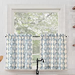 No. 918 Louette Slub Stripe Semi-Sheer Rod Pocket 2-Piece Kitchen