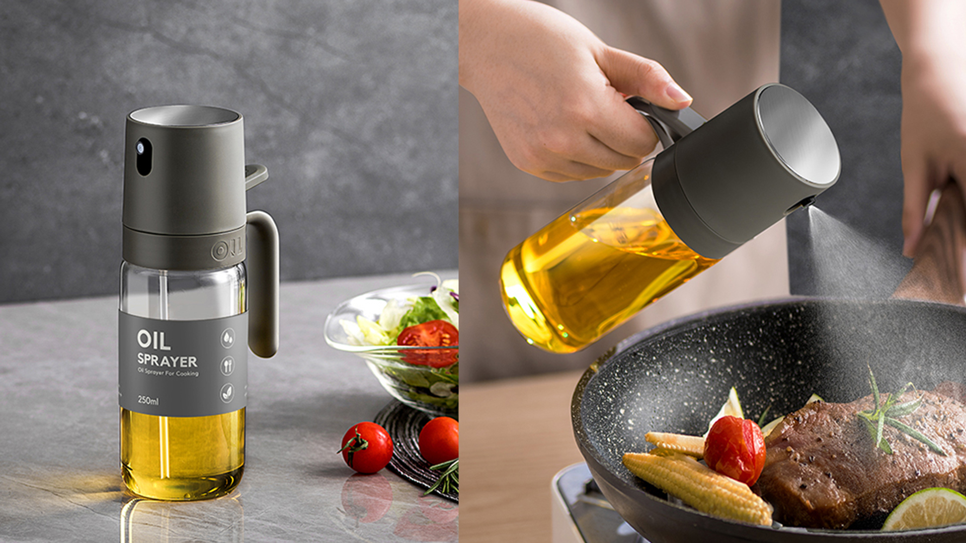 Vaporisateur à Huile De Cuisine 250 Ml Avec Buse Réglable (0.25-0.5 Ml) - Pour Air Fryer, Grill, Salade - Inclus 2 Pinceaux - 8