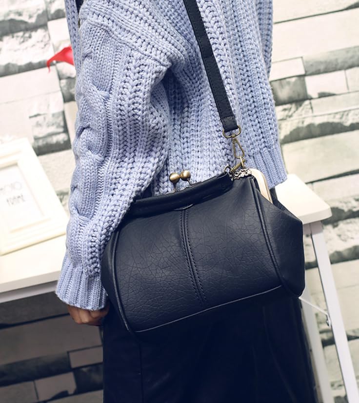 Women Wedding Vintage Pu Handbag - Kiss Lock Antique Minimalist Purse - Image 6