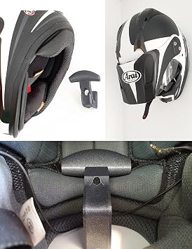 Motorcycle Helmet Wall Mount - Helmet Holder Wall Motorcycle - Shelf with Hooks for Hanging Motorcycle Helmet and Jacket - Made in EU (2 Units)
