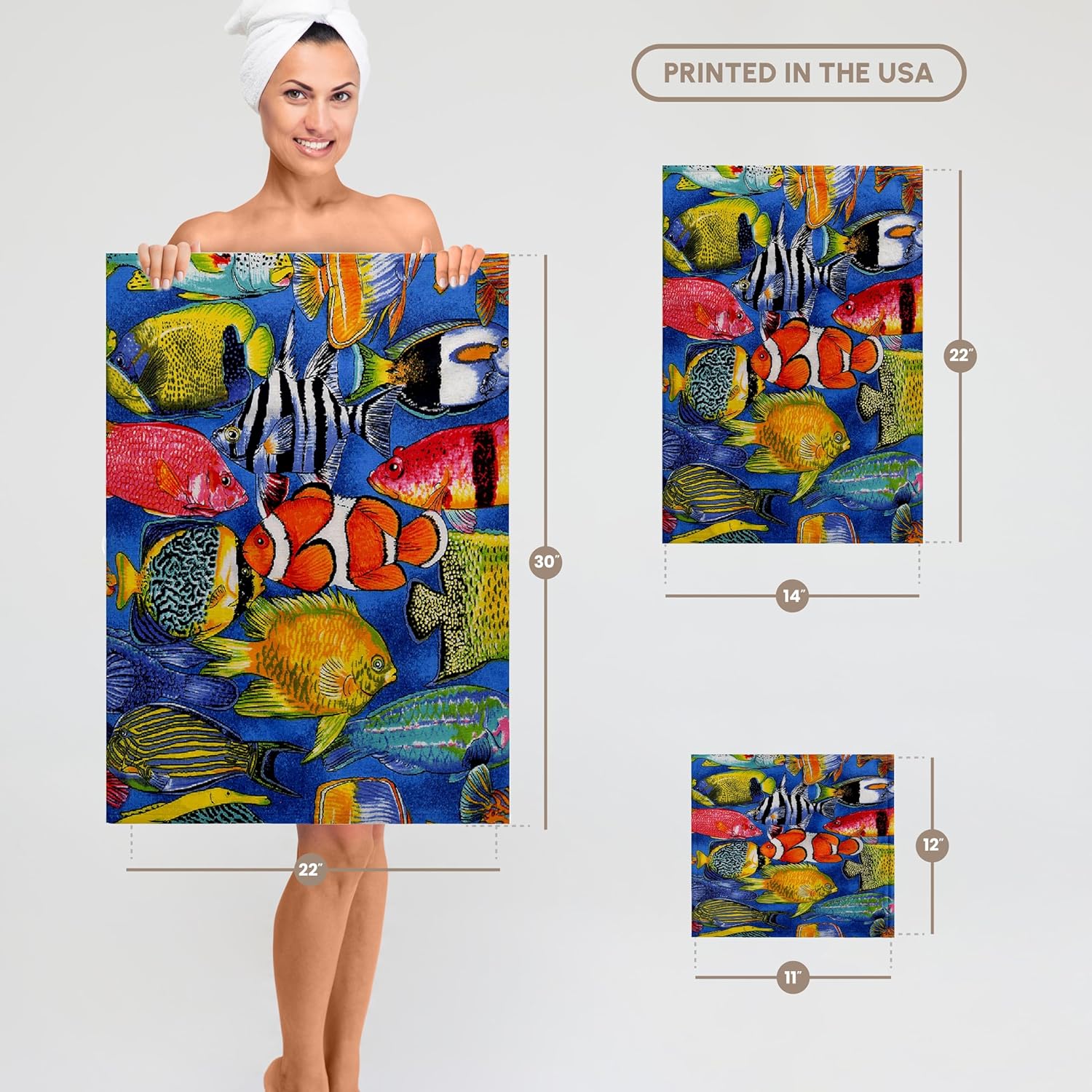 3dRose Tropical Fish 22x30 Bath Hand Pool Towel