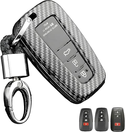Miniatura 9 de Funda para llavero Toyota – Compatible con Corolla Camry 2017-2023, RAV4 Highlander 4Runner Prius CH – R Prado Land Cruiser, Negro carbón