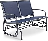 Vista 9 de NUU GARDEN Banco planeador para 2 personas para exteriores, silla de columpio para patio con marco de acero recubierto de polvo y tela de asiento