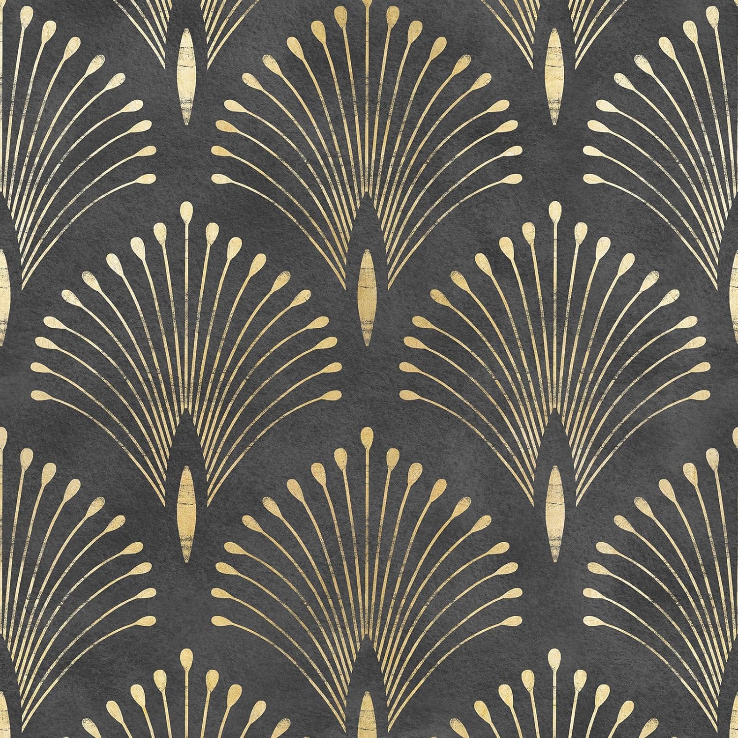 Livelynine 17.5x276 Art Deco Black and Gold Peel and Stick Wallpaper Abstract Peacock Wall Paper Prepasted Rolls Renter Friendly Black Vintage Contact Paper Waterproof Vinyl Geometric Wall Coverings