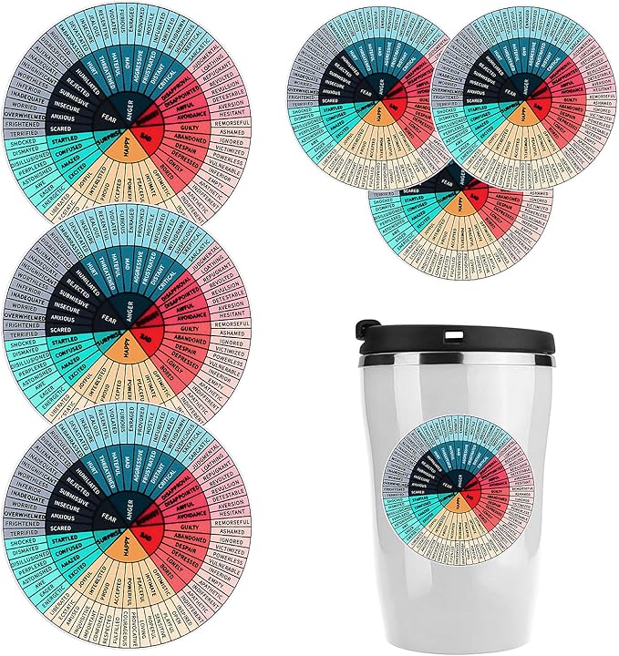Grevosea 6 Pcs Feelings Wheel Sticker Emotion Chart
