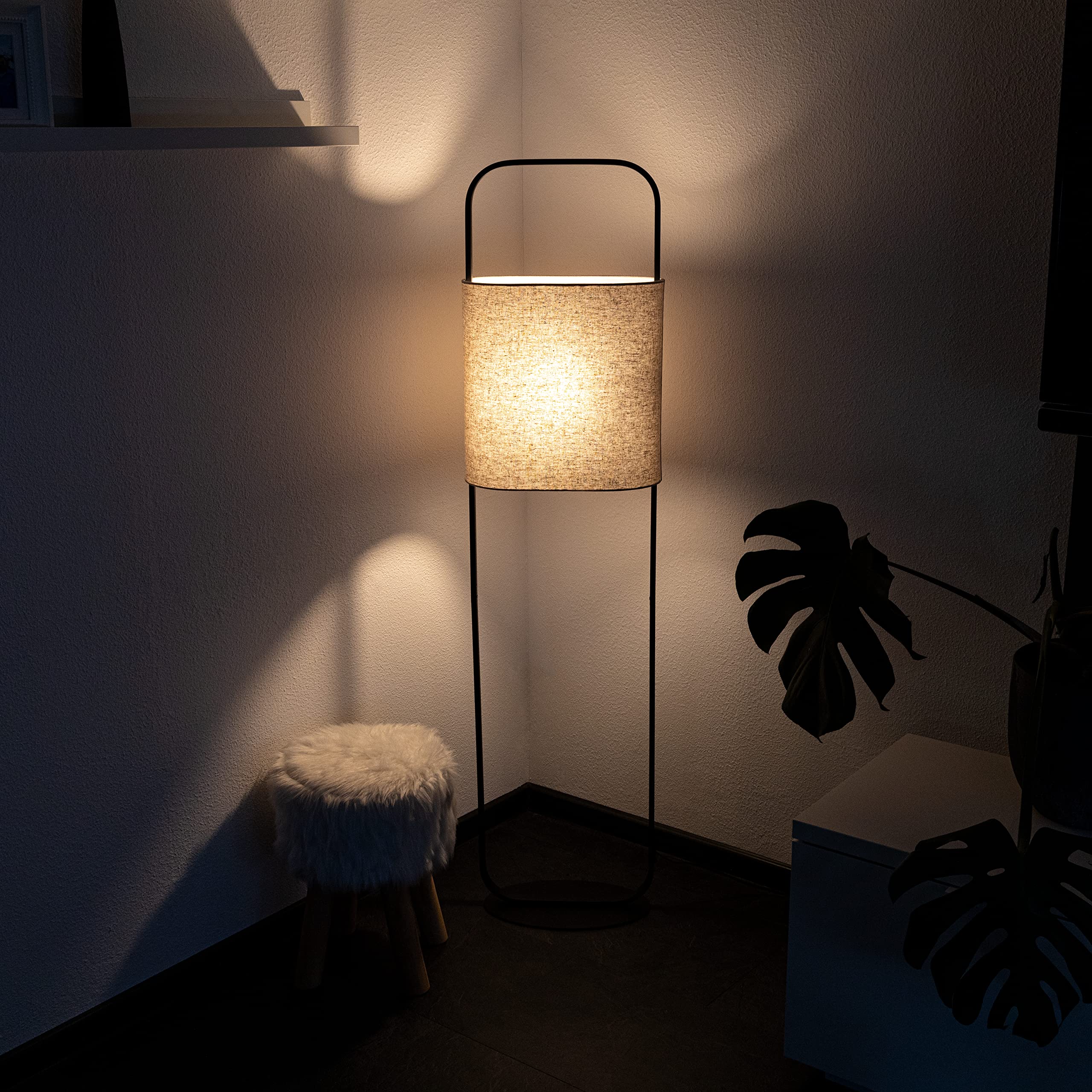 REV Stehlampe CESOLO - Leselampe mit Trittschalter & E27 Fassung, H138cm, Stoffschirm, Stehleuchte für Wohnzimmer & Schlafzimmer, taupe