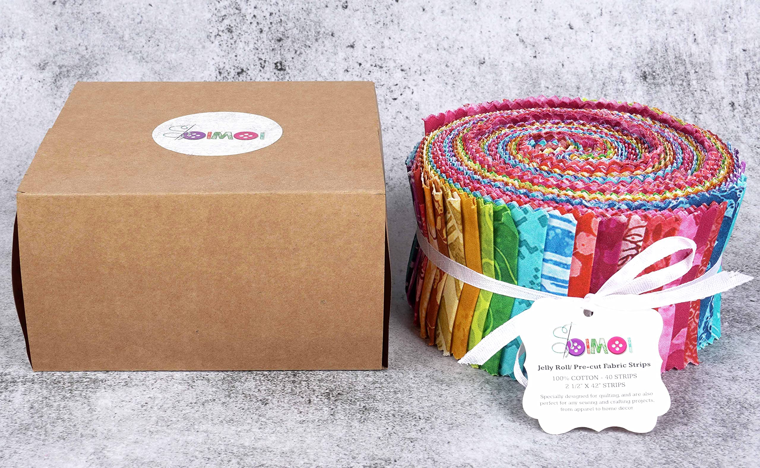 Soimoi 40Pcs Batik Imprimir Telas De Precorte De Algodon Para Acolchar Las Tiras De Artesano­a 2.5X42Pulgadas Jelly Roll - Rojo