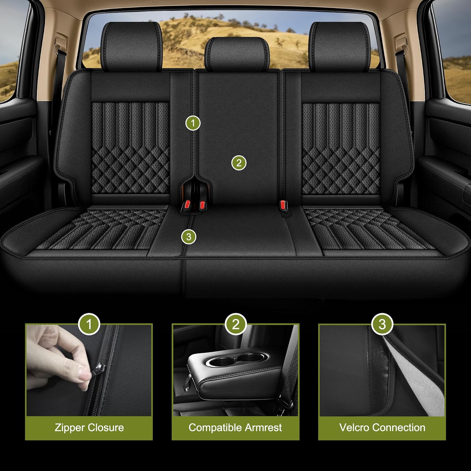 IKABEVEM for Toyota Tundra Seat Covers 2014-2021 Crewmax Double Cab SR5 Limited Platinum TRD Pro Pickup Truck Full Set Car Seat Covers(Black/5 Seats) 4) For Tundra (2014-2021) 052# Black - 5 Seats