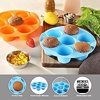 Vista 3 de 2 Pack Silicone Egg Bite Molds, Food Grade 7-Cups Air Fryer Muffin Pan for Baking Mini Muffins, Egg Bite, Tart, Mini Cupcake and Quiche, Nonstick