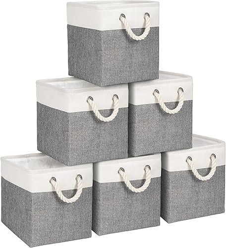 Greenual Contenedores de almacenamiento en cubo, cubos de almacenamiento plegables de tela, cubos de almacenamiento de 11 pulgadas con asas, cubos