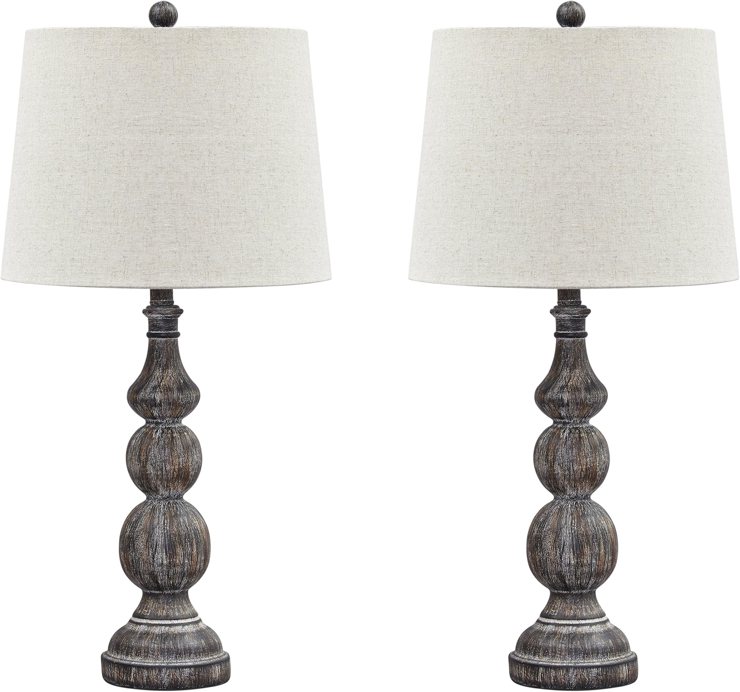 Signature Design by Ashley Mair Rustic Farmhouse Poly Table Lamp 2 Count, Gray