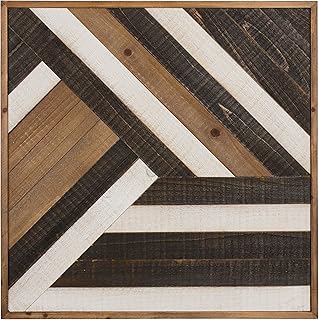 Kate and Laurel Ballez Shiplap Wood Plank Art, Black, White and Rustic Brown