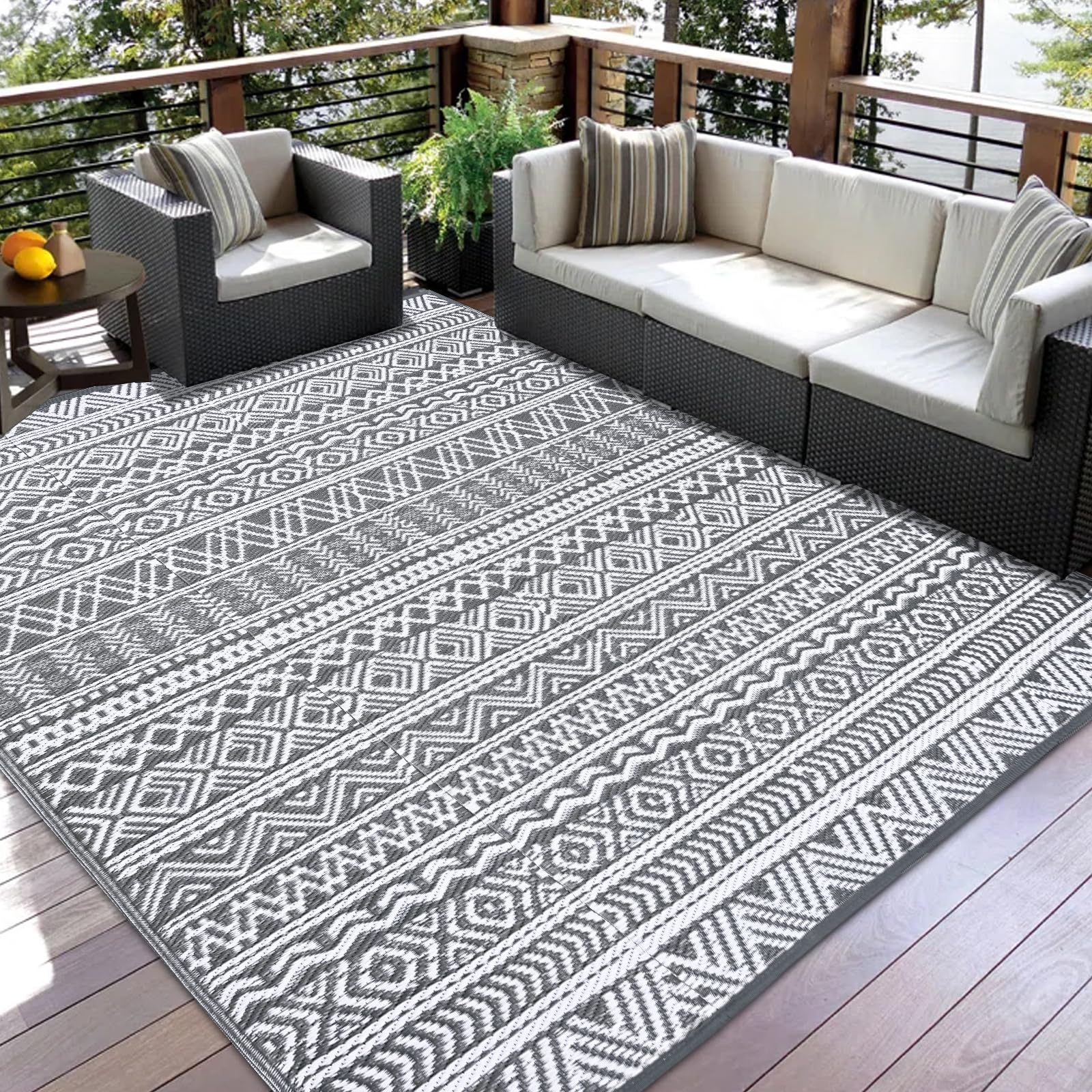 Tappeto esterno Alishomtll, 150 x 245 cm, polipropilene, resistente intemperie, UV, reversibile